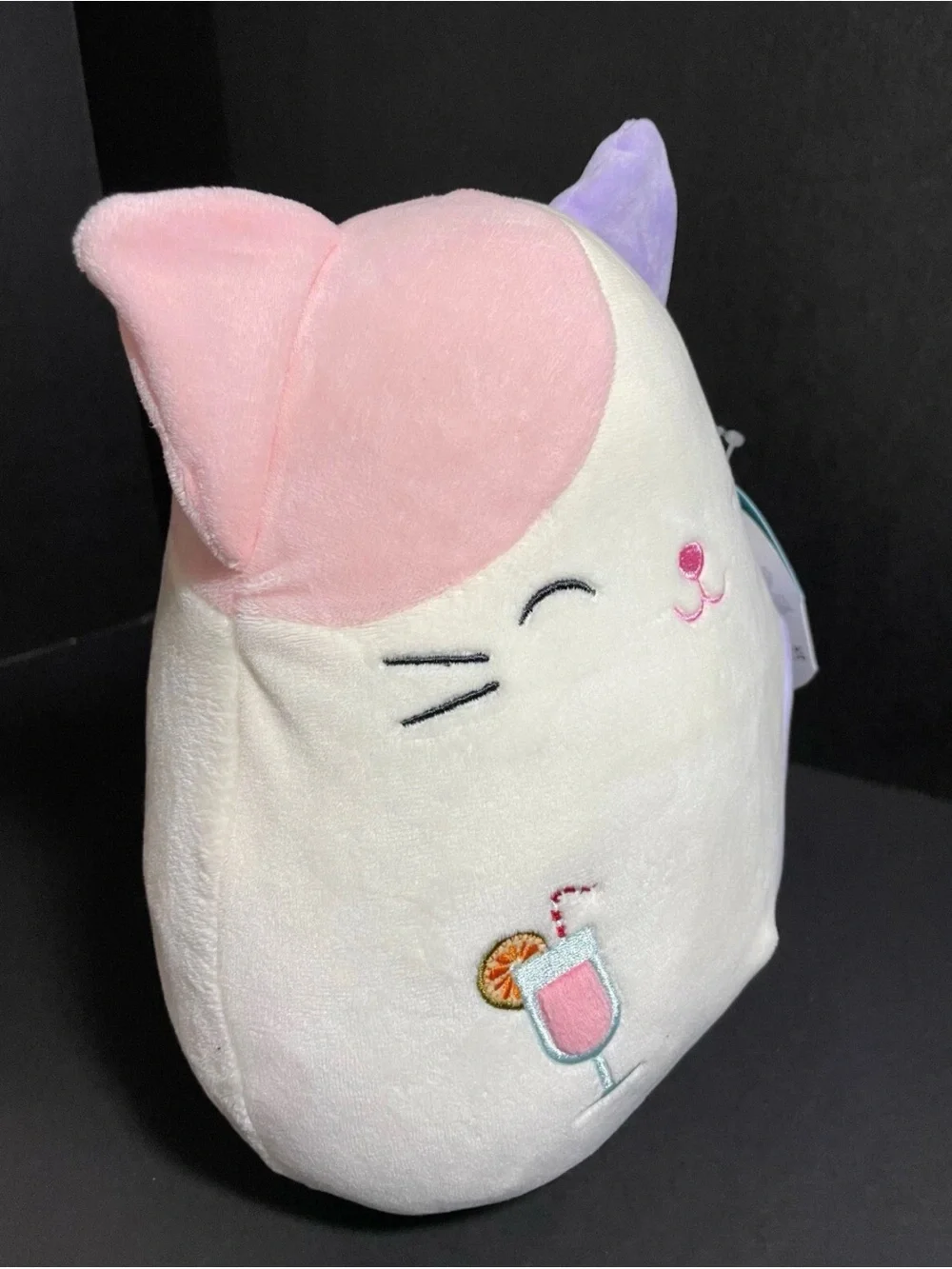 Squishmallows Cream Cat Plush with Pink & Purple Accents 8”